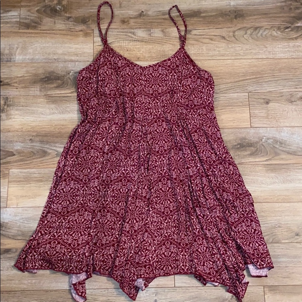 Burgundy Printed Flowy Dress